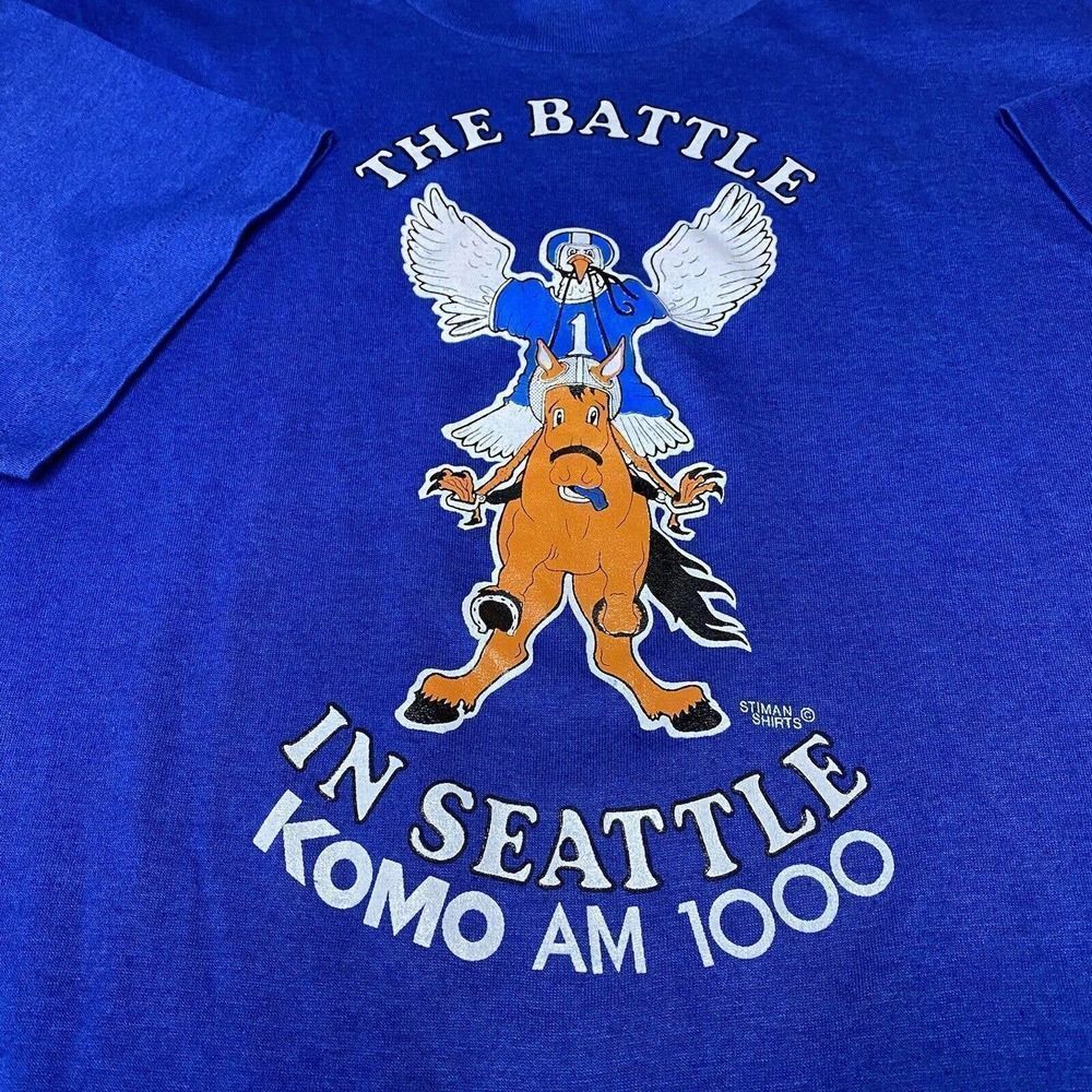 Vintage Seattle Seahawks T Shirt XL Bronco Busters The Battle 80s Single Stitch